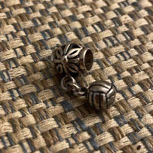 Silver Volleyball/Flower Dangle Charm